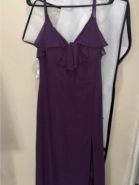 Azazie bridesmaid Plum Strapless Ruffle Gown- size in 3rd photo